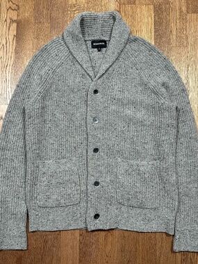 Bonobos Donegal Wool Blend Knit Gray Shawl Collar Cardigan Sweater Mens Medium
